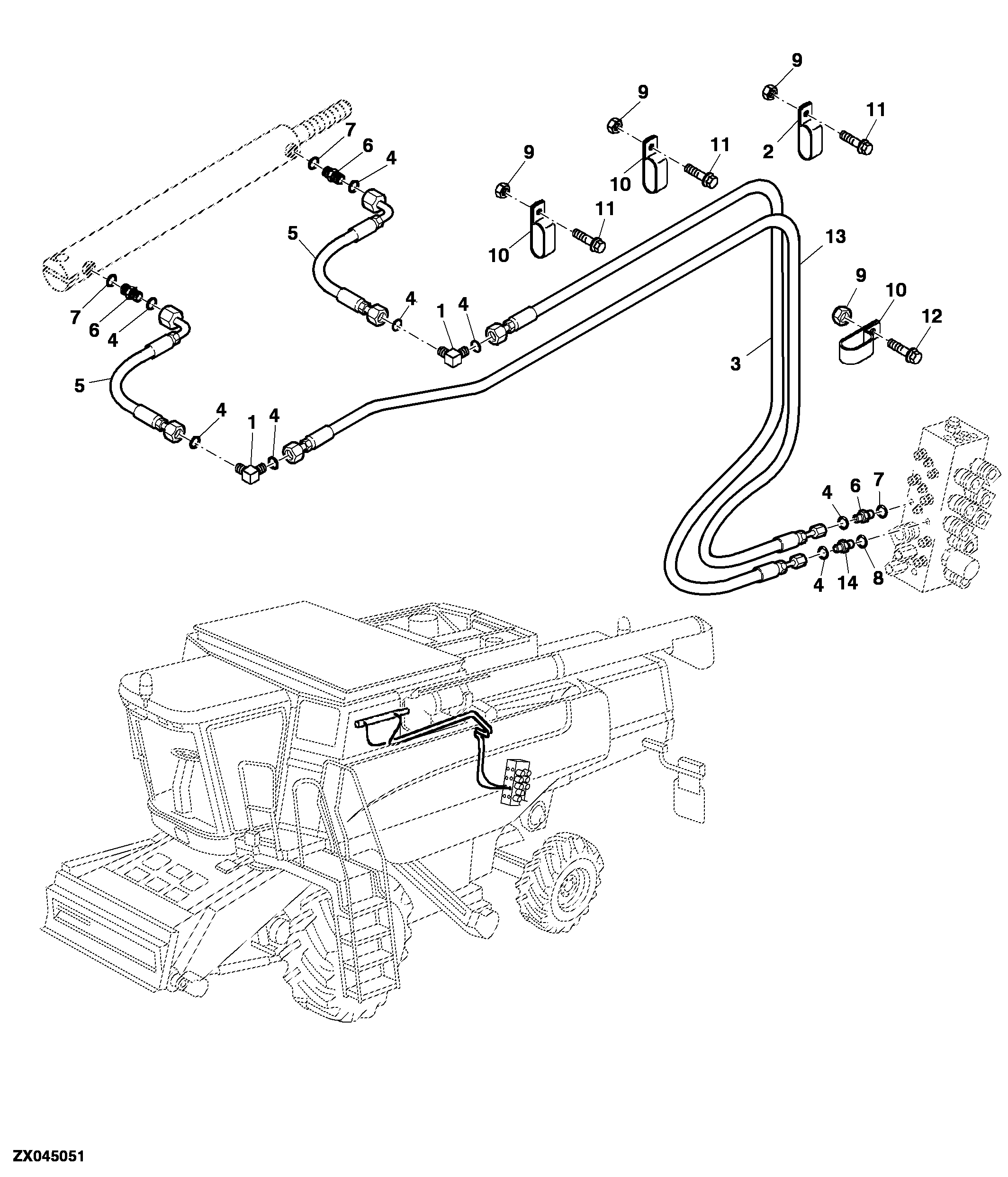 Unloading Auger Swing Cylinder Lines And Hoses
