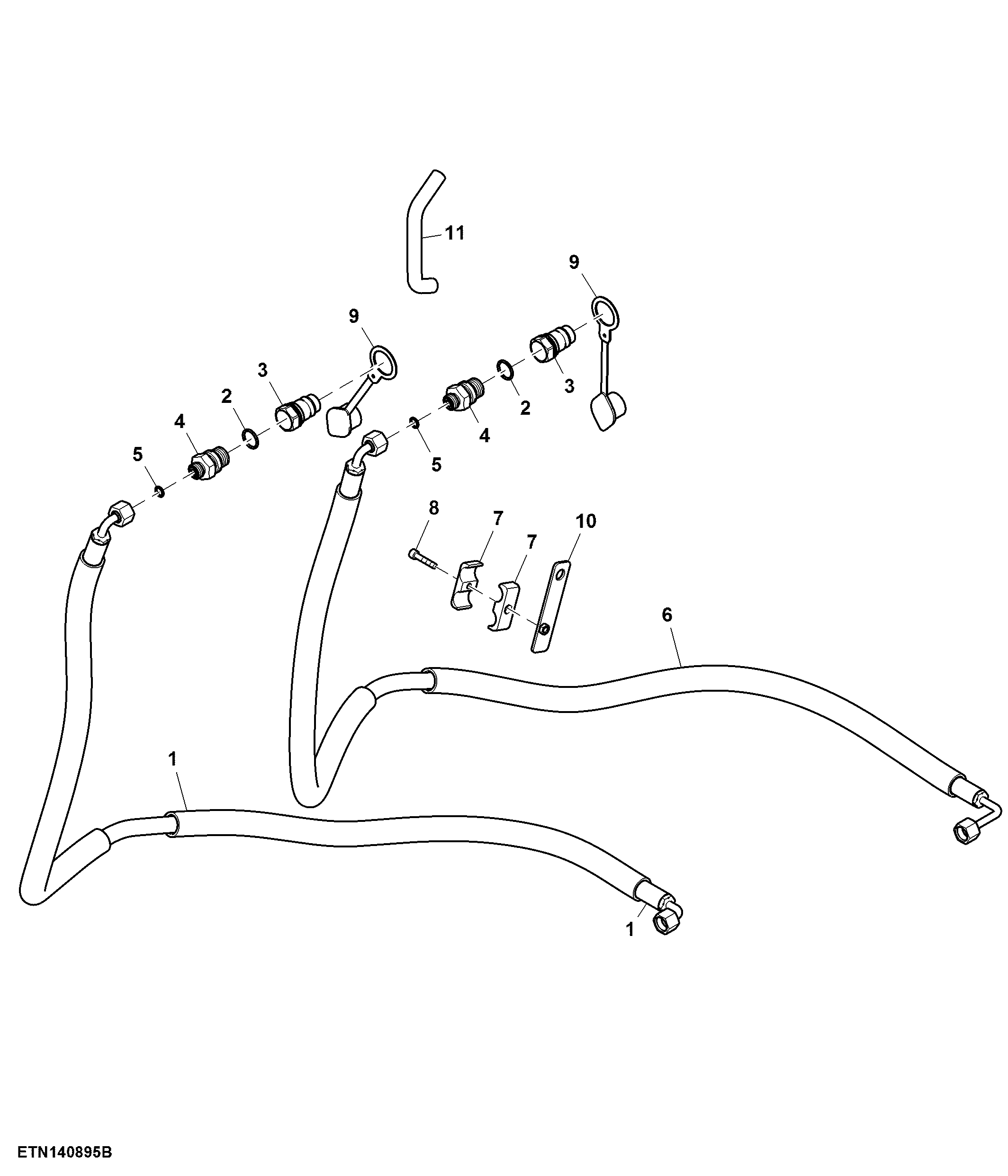 Hydraulic Hoses, Pickup Hitch, W/ Quick Coupler Connection, W/ Front SCV