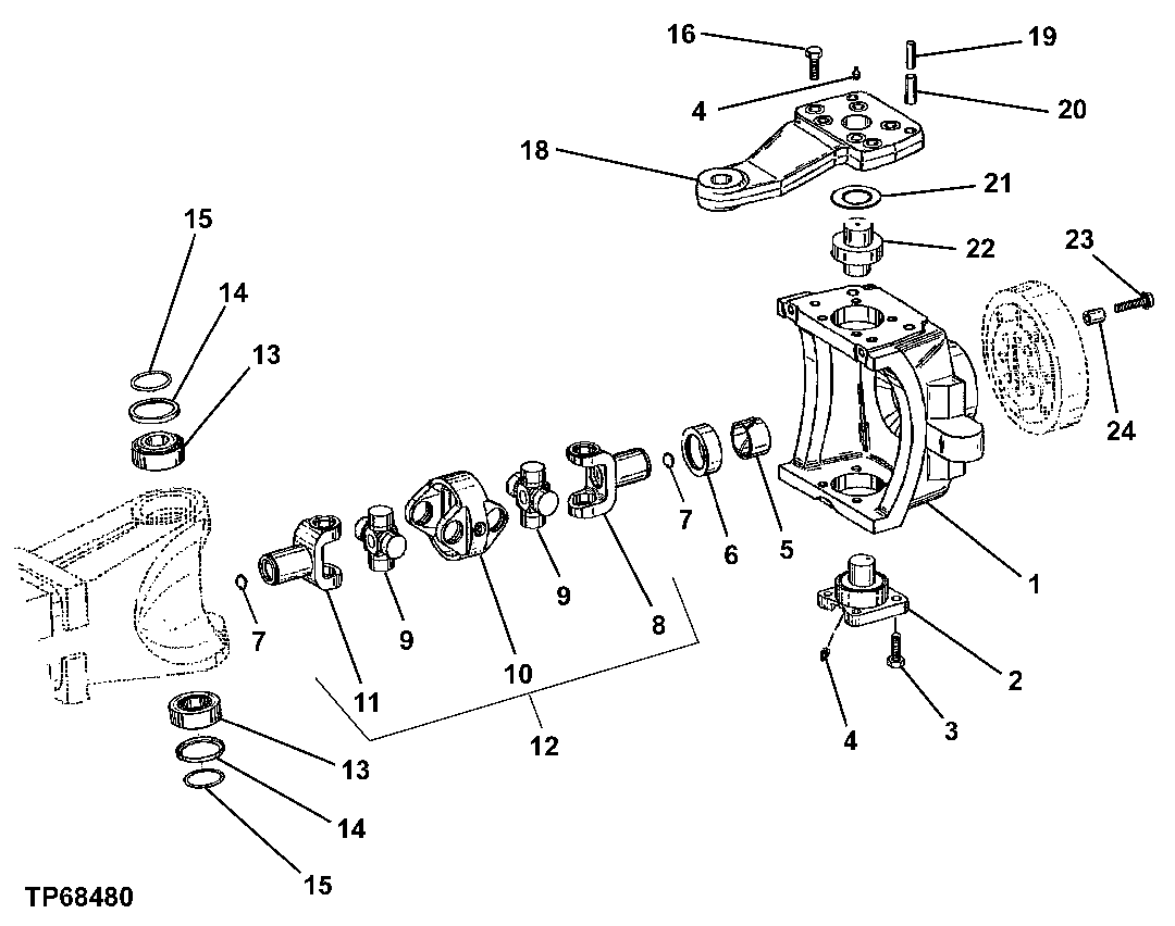 REAR AXLE PIVOT HOUSING, STEERING ARM AND UNIVERSAL JOINT