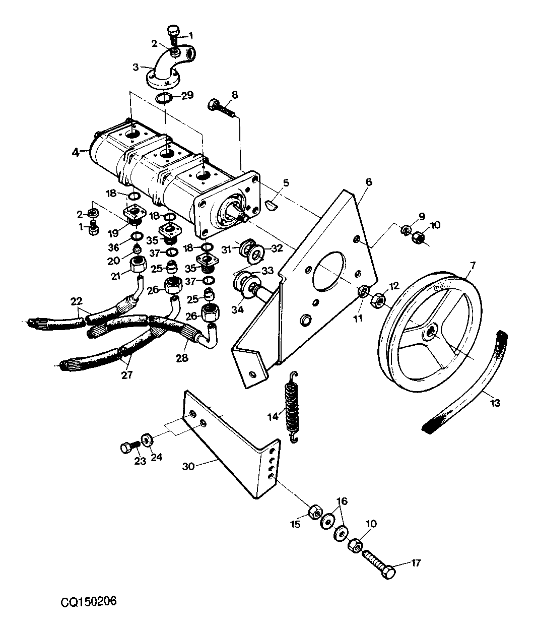 HYDRAULIC PUMP - SUPPORT AND BELT TENSIONER