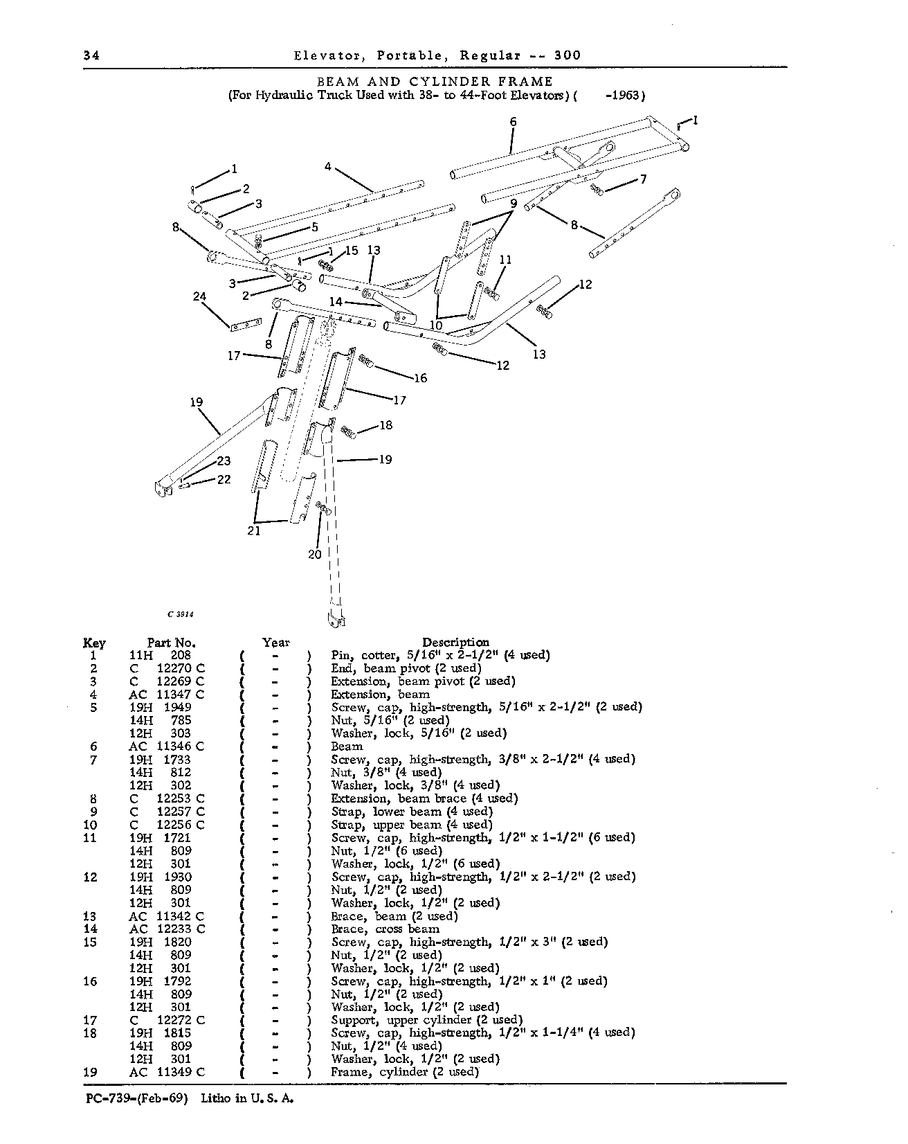 BEAM (For Hydraulic Truck used with 38- to 44-Foot Elevators)( -1963)
