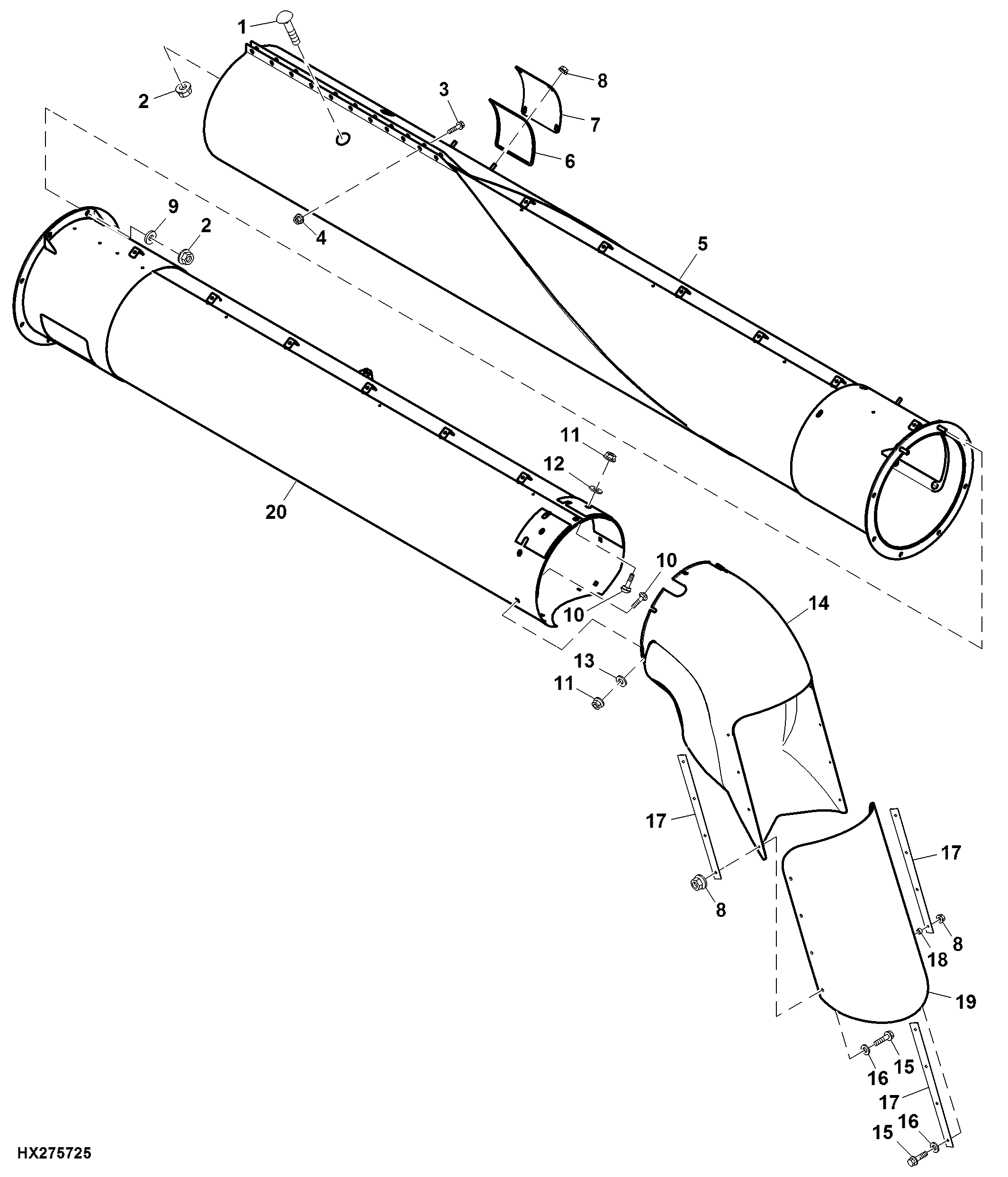 Horizontal Unloading Auger Housing (21.5 FT.) (Export)
