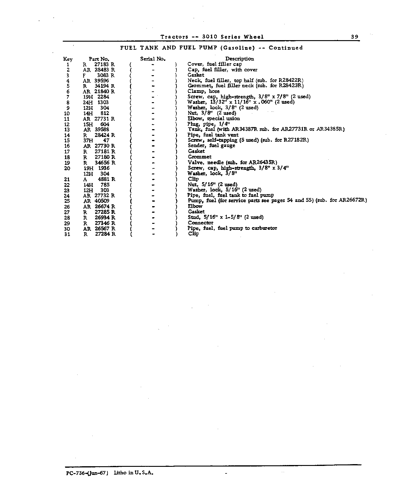 Cap: Fuel filter (Continued)