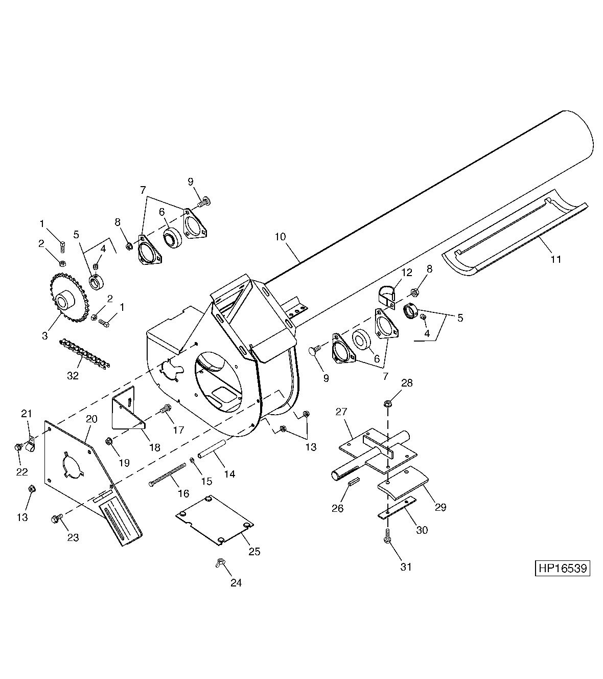 Upper Tailings Auger Housing and Paddle Assembly
