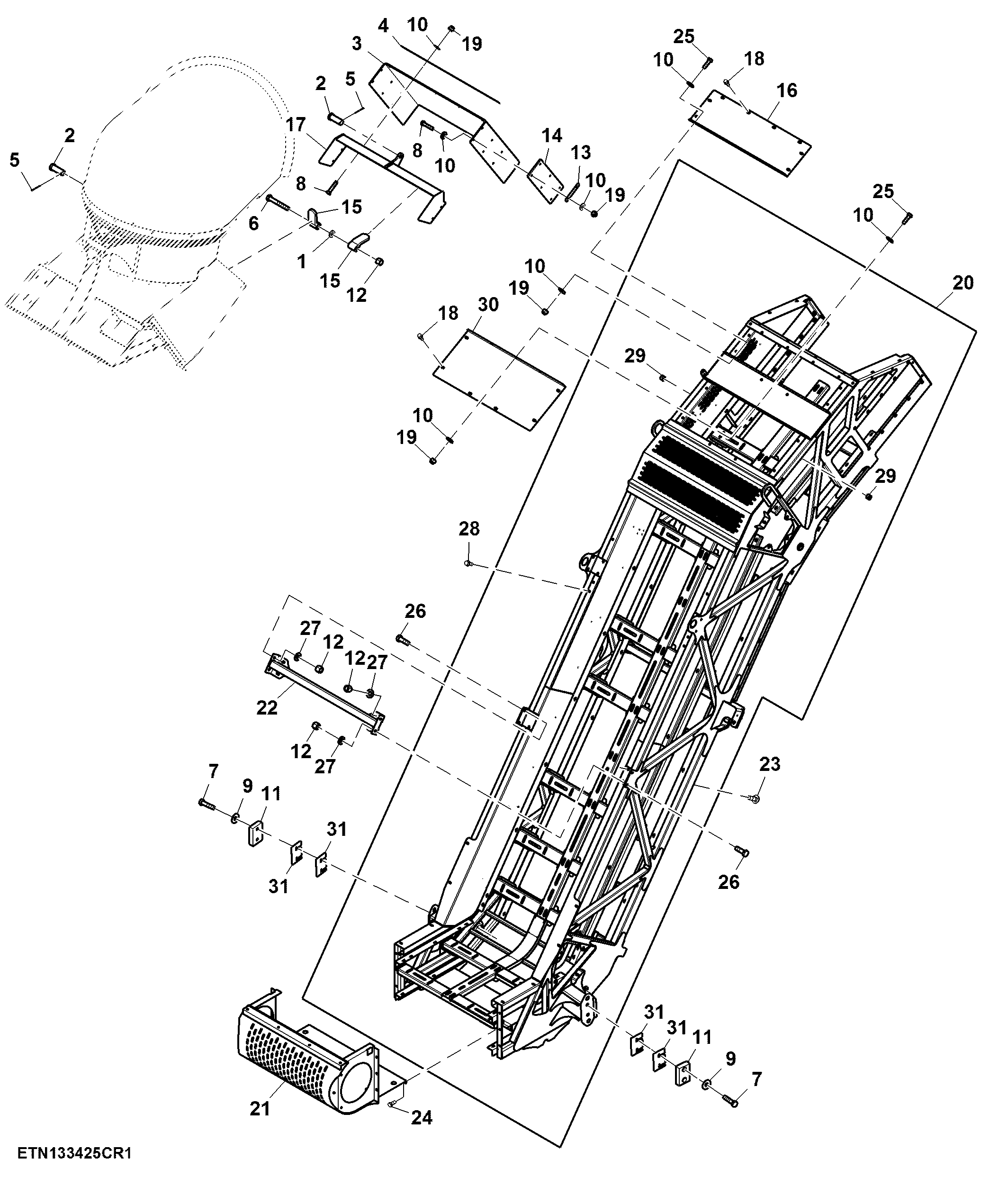 Main Elevator Frame, Shields and Flaps W/ 12 in. Extension