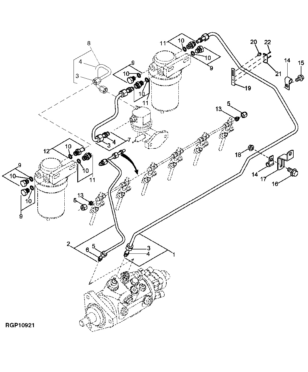 FUEL FILTER LINES (VSN 920839- ) PE6068TT060