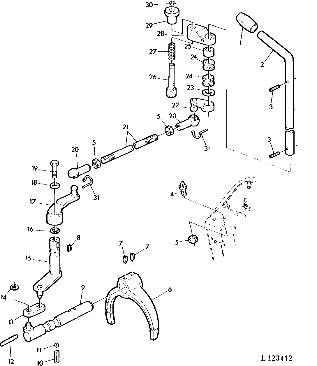 CREEPER TRANSMISSION CONTROL LEVER AND LINKAGE