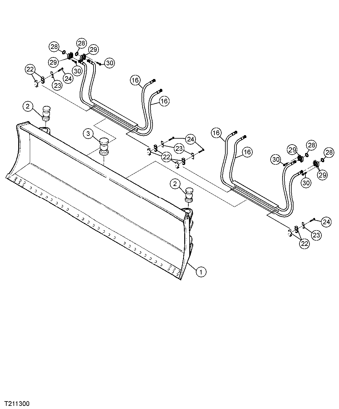 Angle Blade With Power Pitch And Tilt Hydraulic Hoses