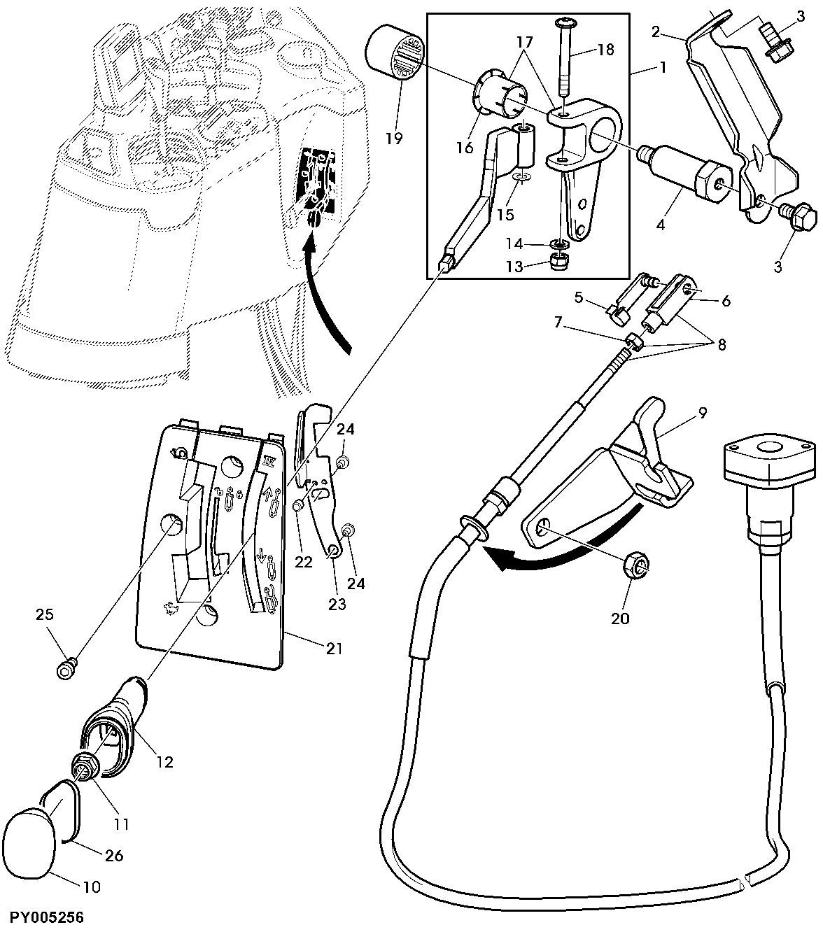SELECTIVE CONTROL VALVE POSITION 4, CONTROL LINKAGE (SHIFT CONSOLE)