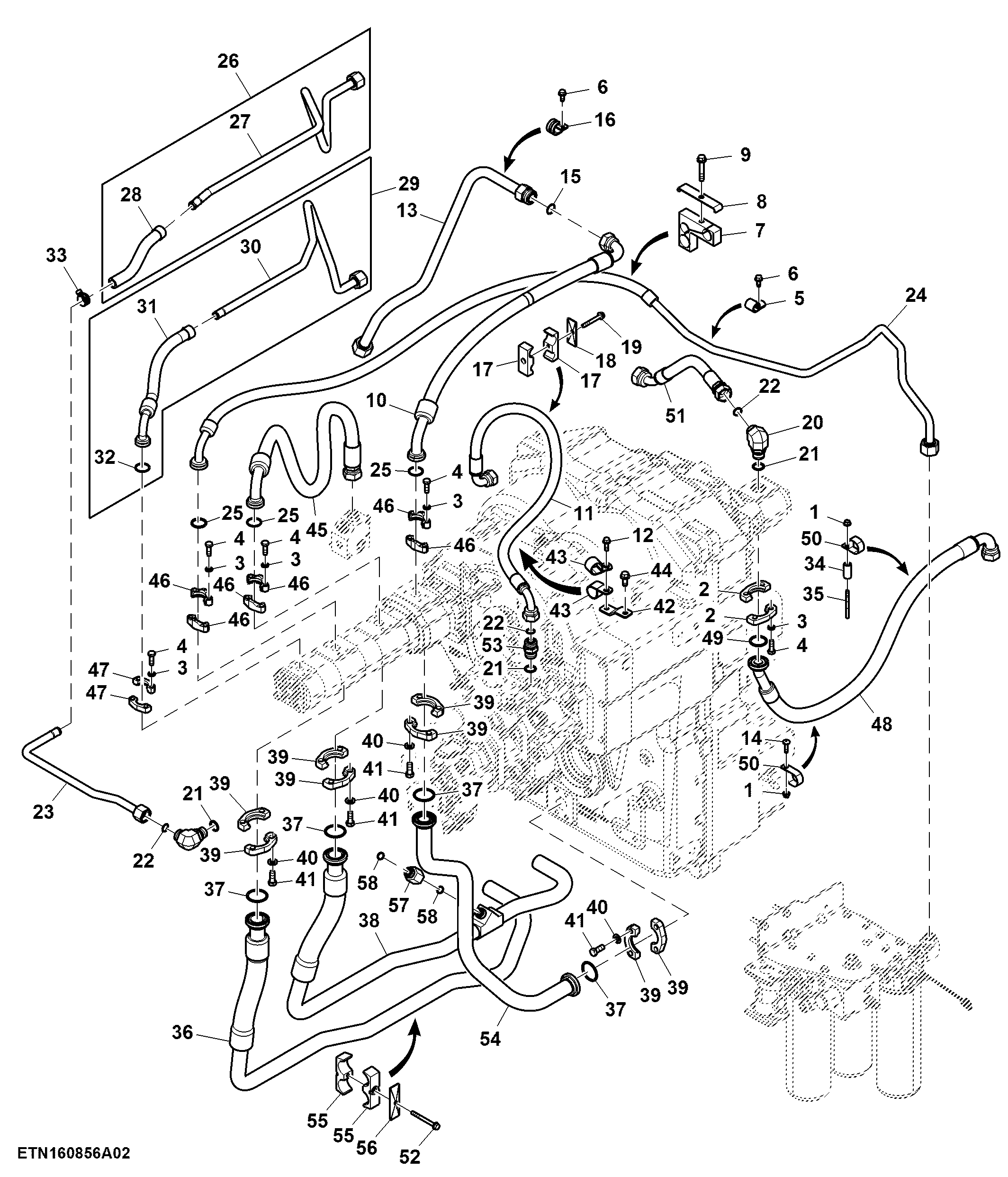 Hydraulic Pump Lines, 90cc Pump (For Scraper) (For EU28+) (2/2)