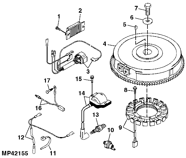 Flywheel, Ignition Coil and Stator ( - 060000)