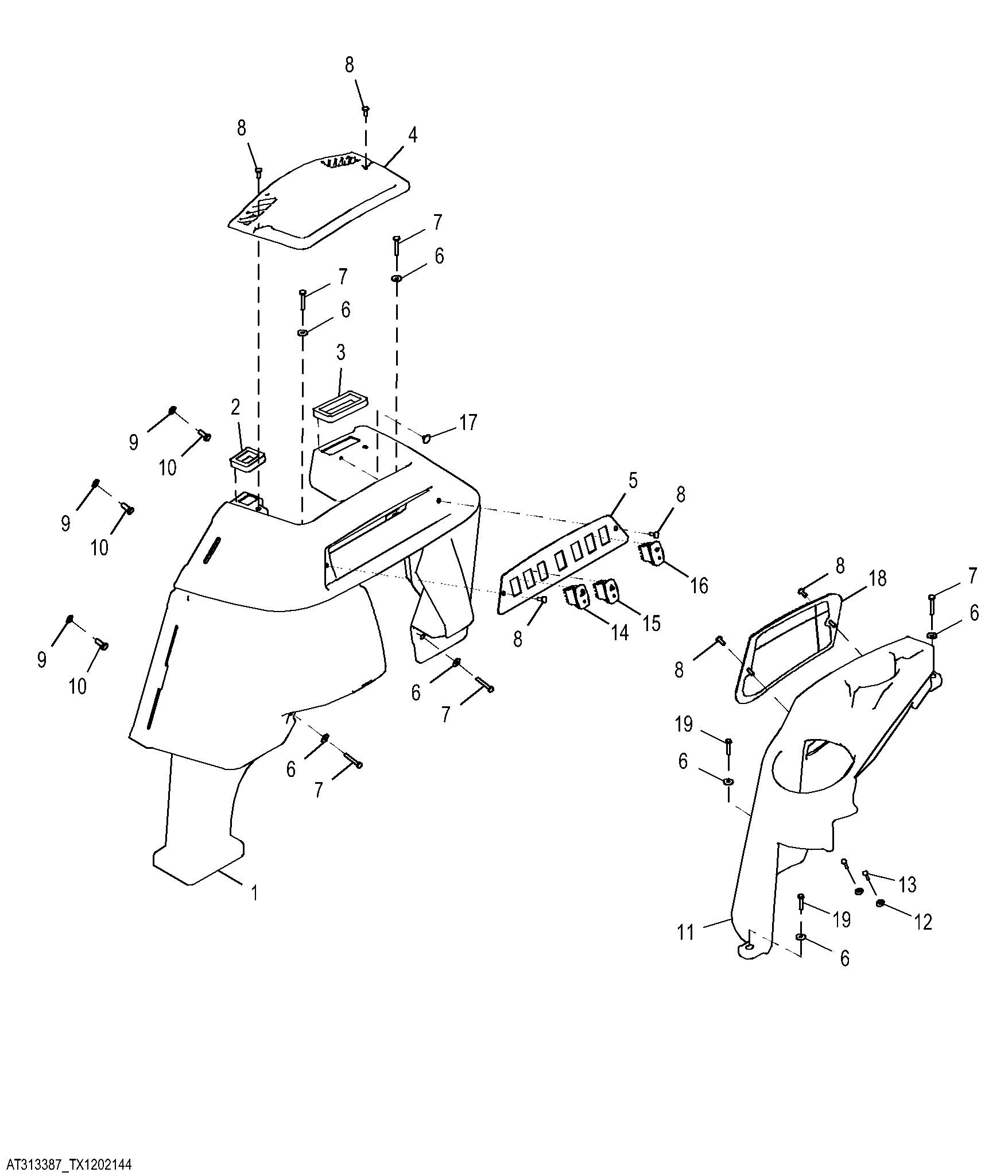 Front Console and Loader Control Lever Cover, with Heater
