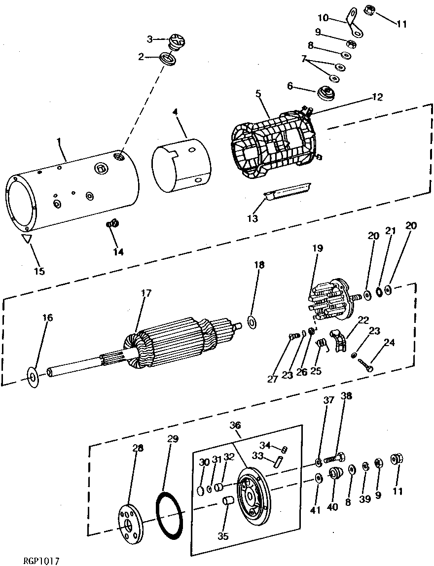 STARTER ARMATURE, MAIN FRAME, COIL AND END FRAME