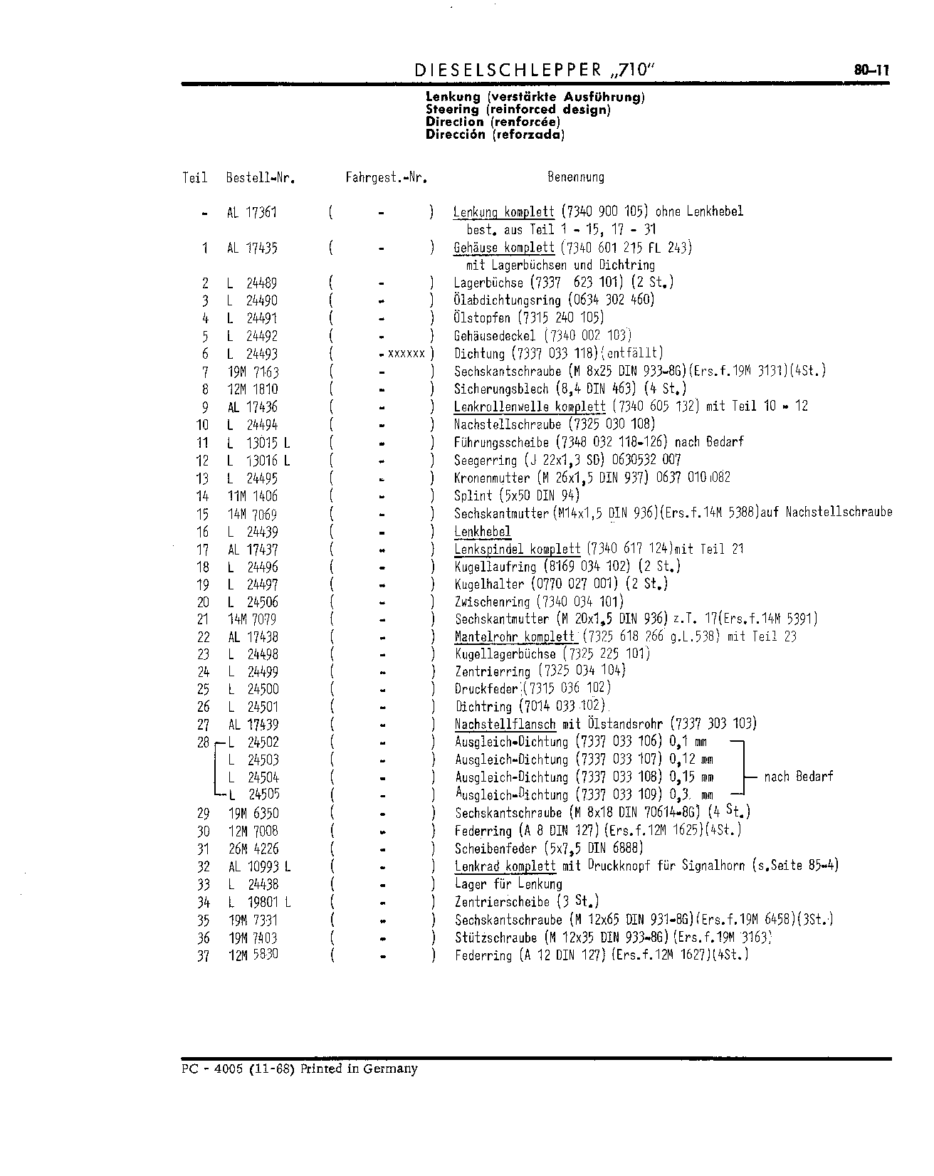Lift Cylinder (Continued)