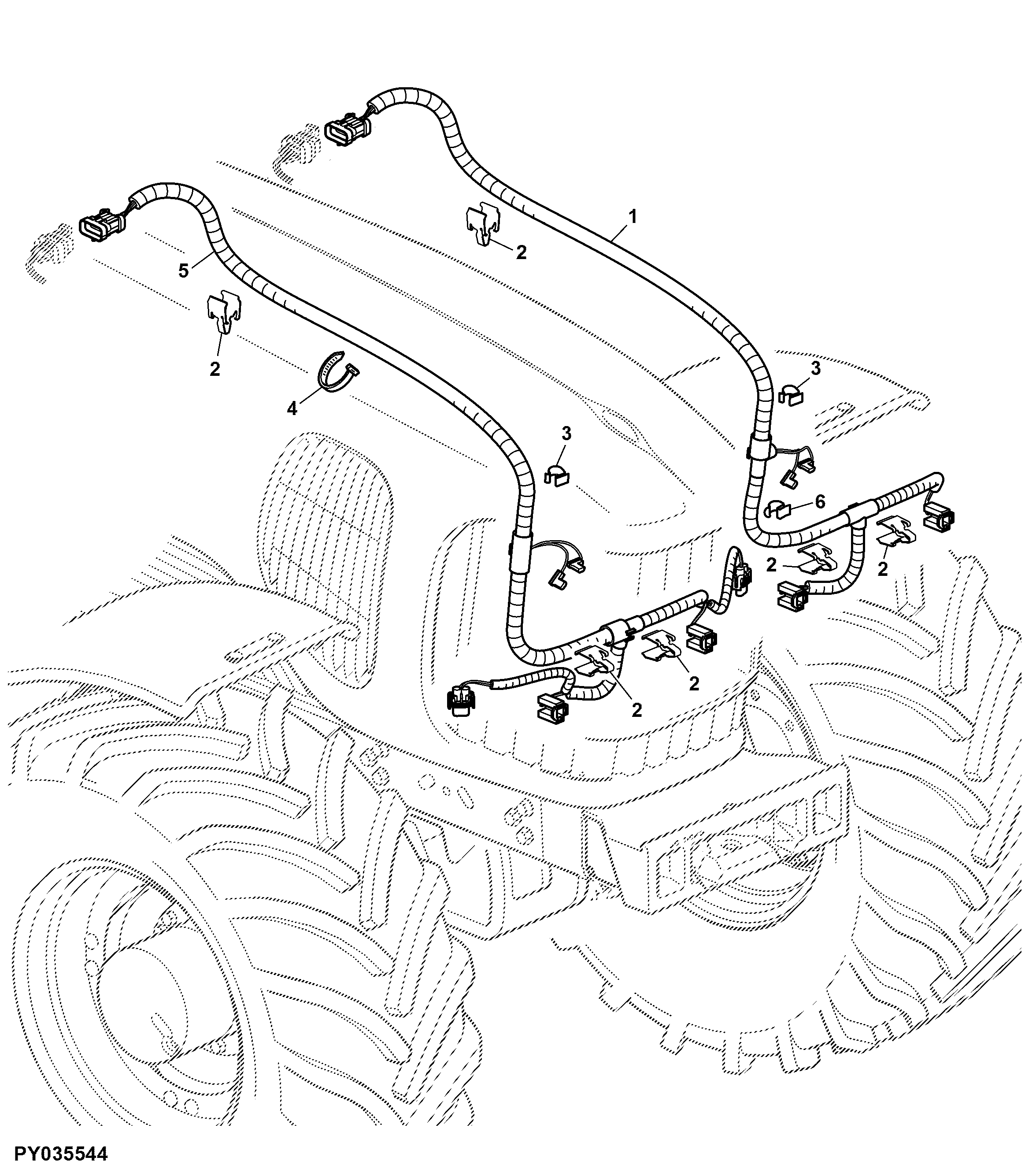 WIRING HARNESS, HEADLIGHTS AND WORKLIGHTS (FRONT GRILLE)