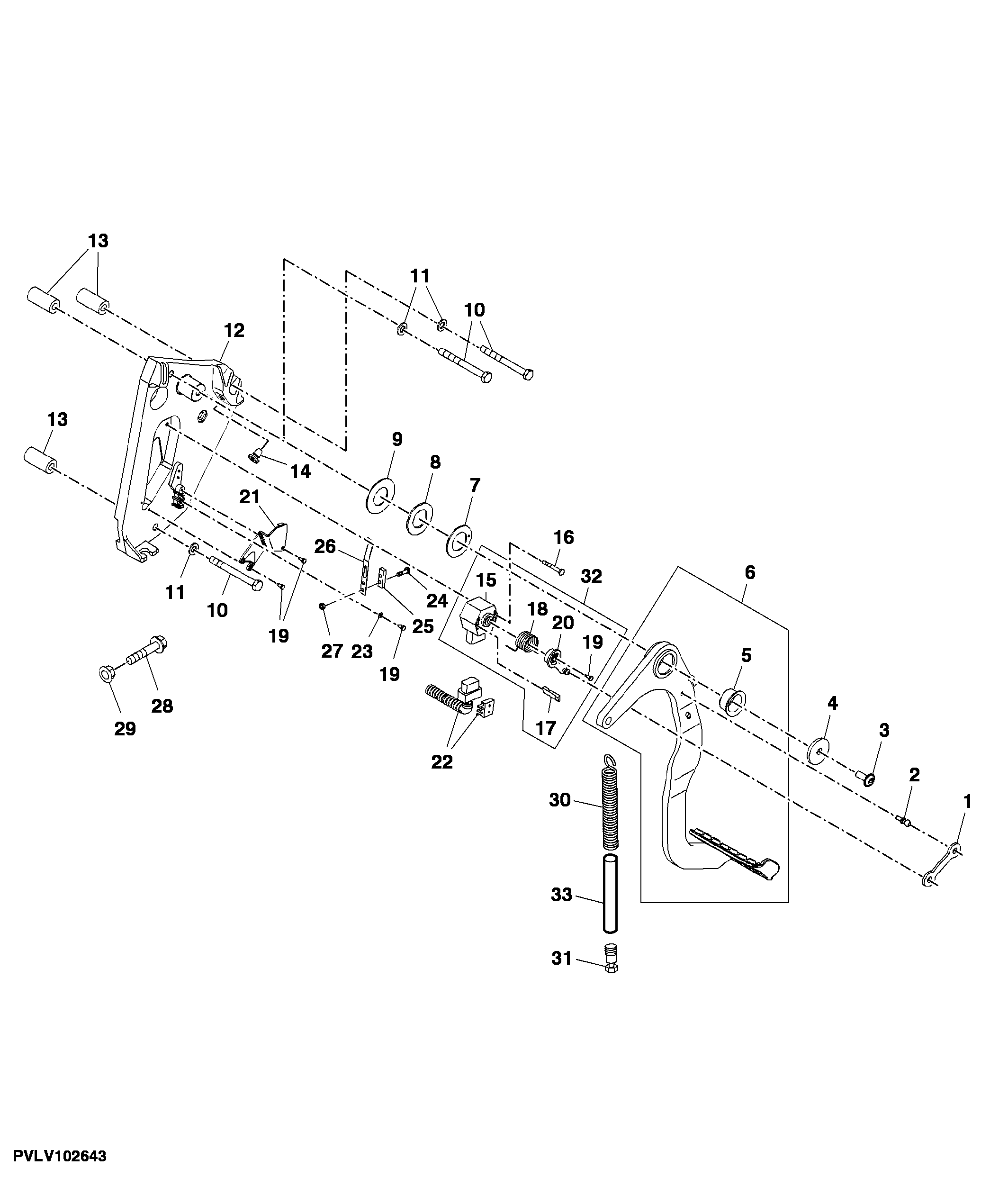 CLUTCH PEDAL AND LINKAGE (POWRREVERSER™ TRANSMISSION) (STRADDLE MOUNT)