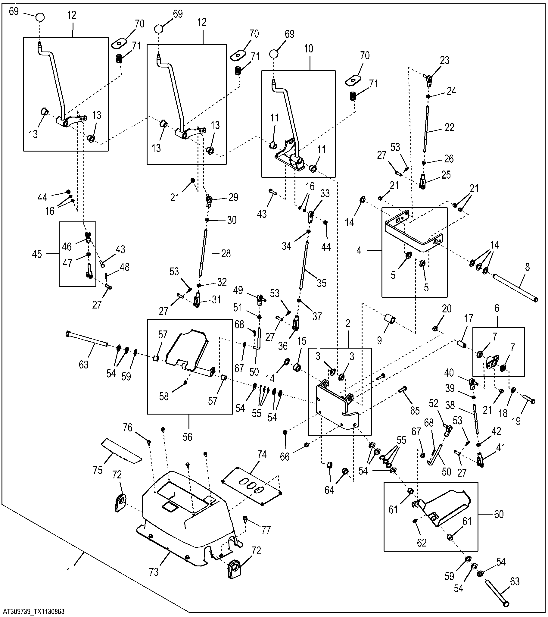 Case Three Lever Controls with Foot Swing, Conversion Kit