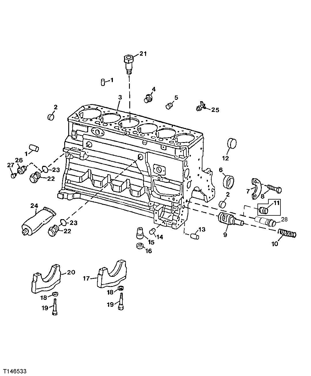 CYLINDER BLOCK, MAIN BEARING CAPS (889025 - )