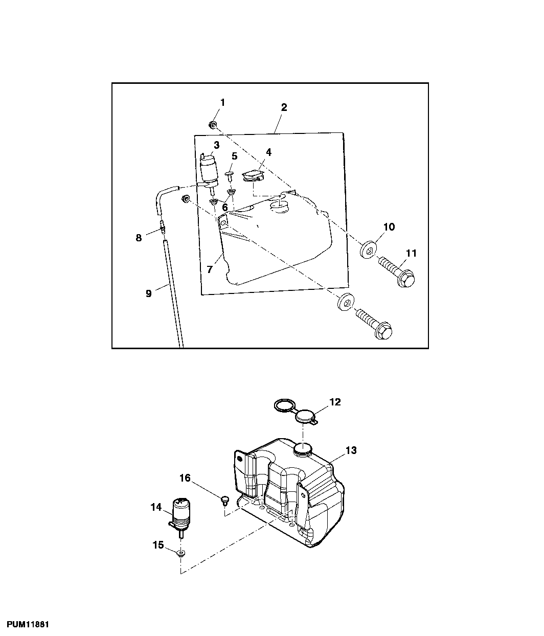 WINDSHIELD WASHER SYSTEM WITH RESERVOIR (CAB)