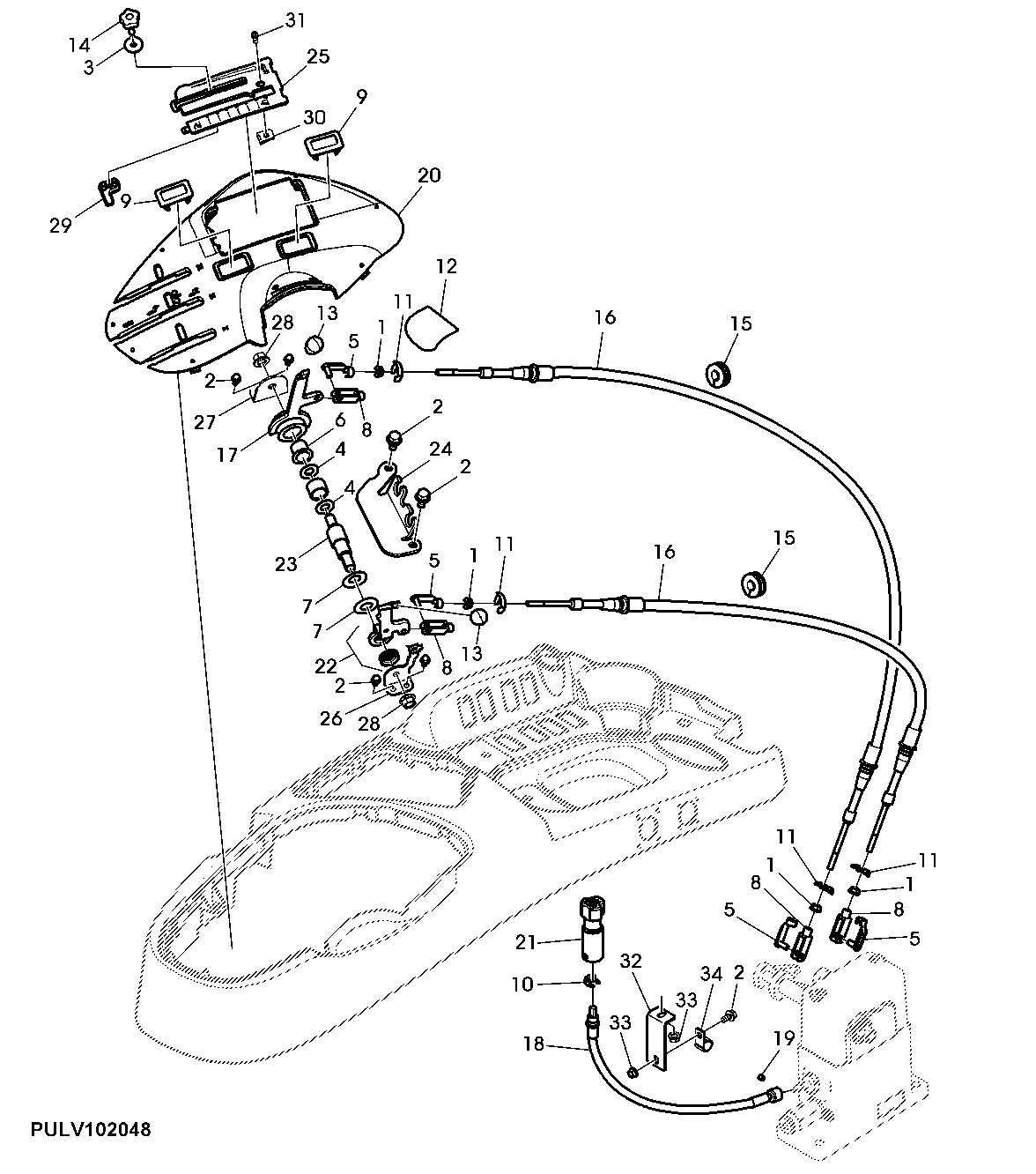 Hitch Control Lever, Mechanical (Cab) (340001 - 440000)