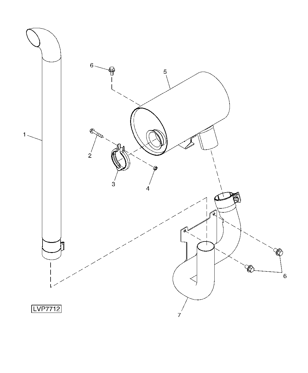 Vertical Discharge Exhaust Pipe And Muffler, Cab ( - 370000)