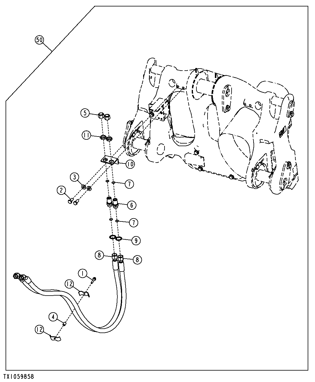 Third Function Boom To Coupler Hydraulic Lines (Powerllel™)