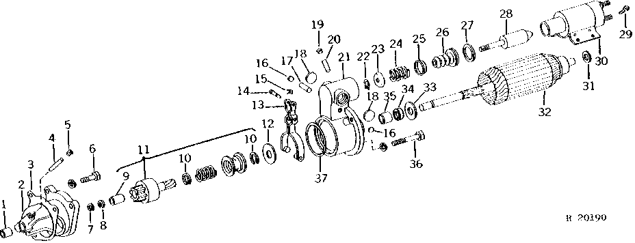 STARTER DRIVE, SOLENOID SWITCH, AND ARMATURE