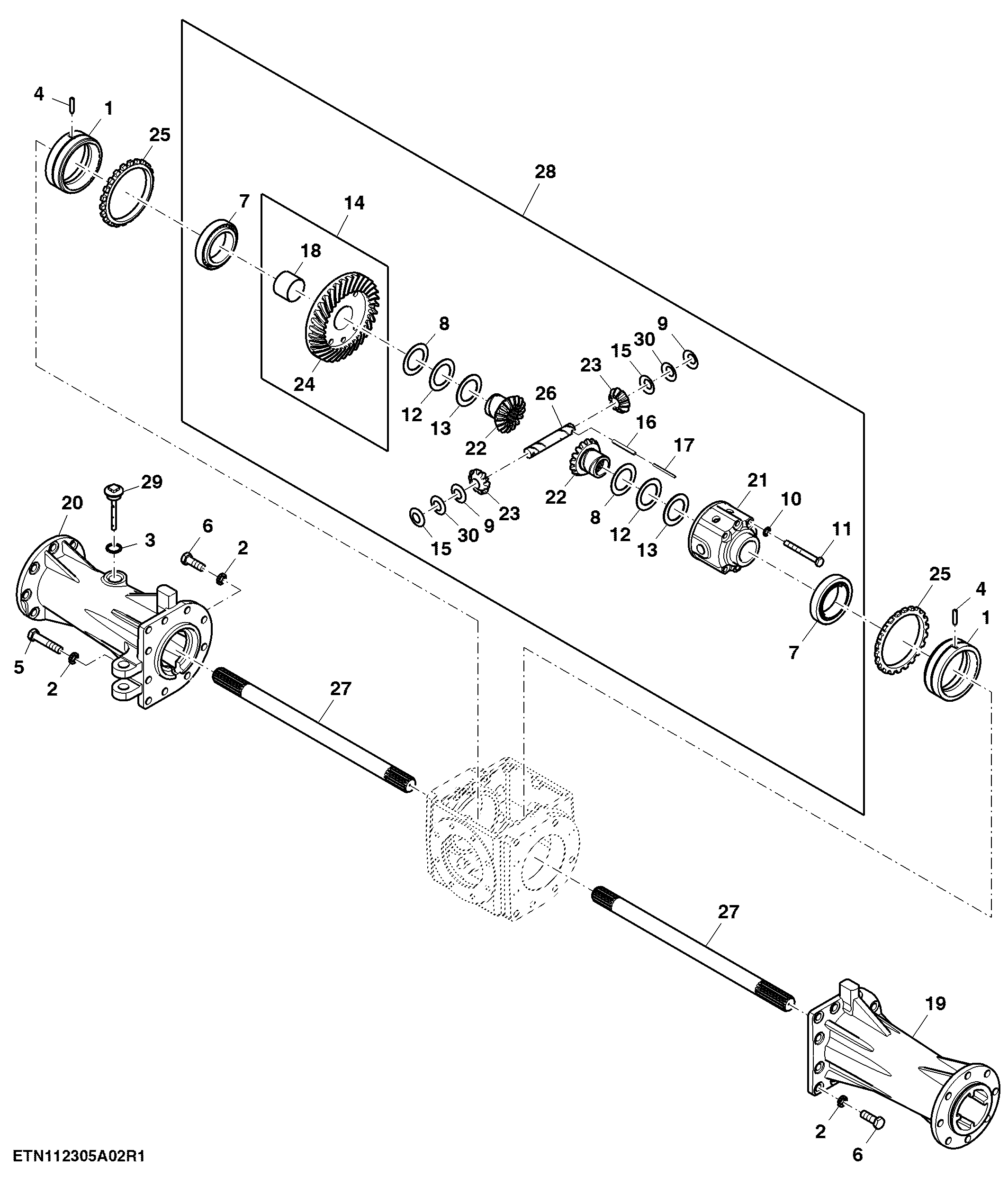 Front Axle Housing and Bevel Gear Set, MFWD