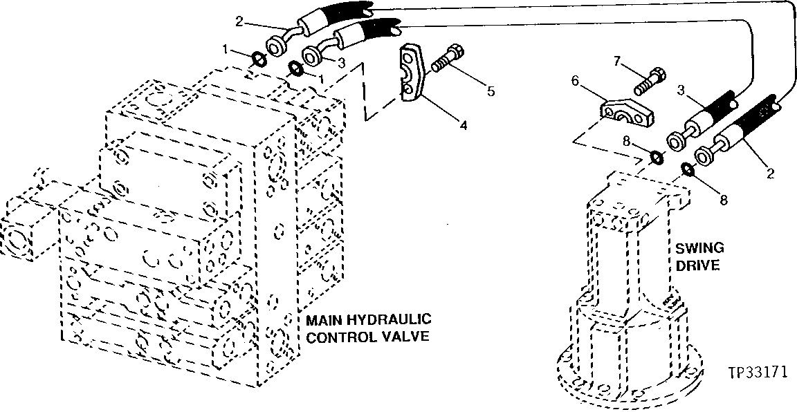 SWING DRIVE TO CONTROL VALVE LINE ( - 556935)
