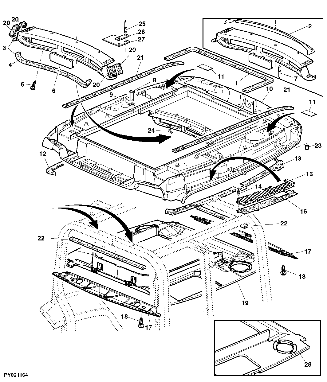 HEADLINER, HEADLINER TRIM (WITH HINGED HATCH, WITHOUT GLASS PANEL IN IT)
