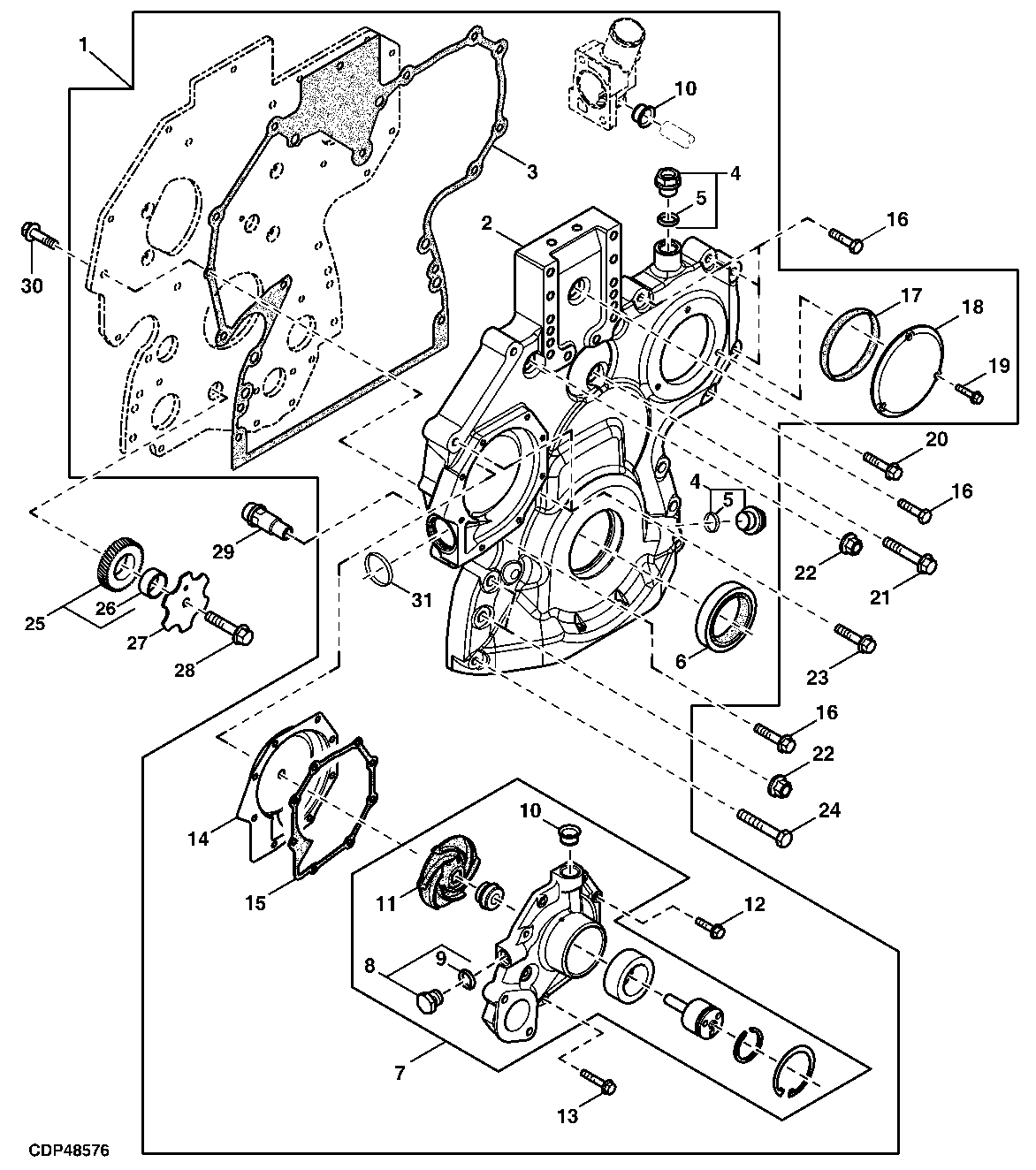 4429 TIMING GEAR COVER, WATER PUMP, LOWER IDLE GEAR (CONTINUED)