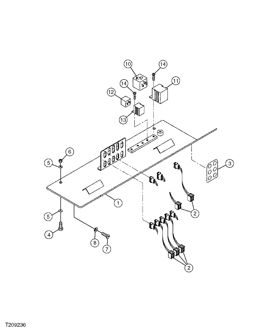 ELECTRICAL SYSTEM CAB OVERHEAD PANEL WIRING HARNESS AND RELAYS (ROPS CANOPY)