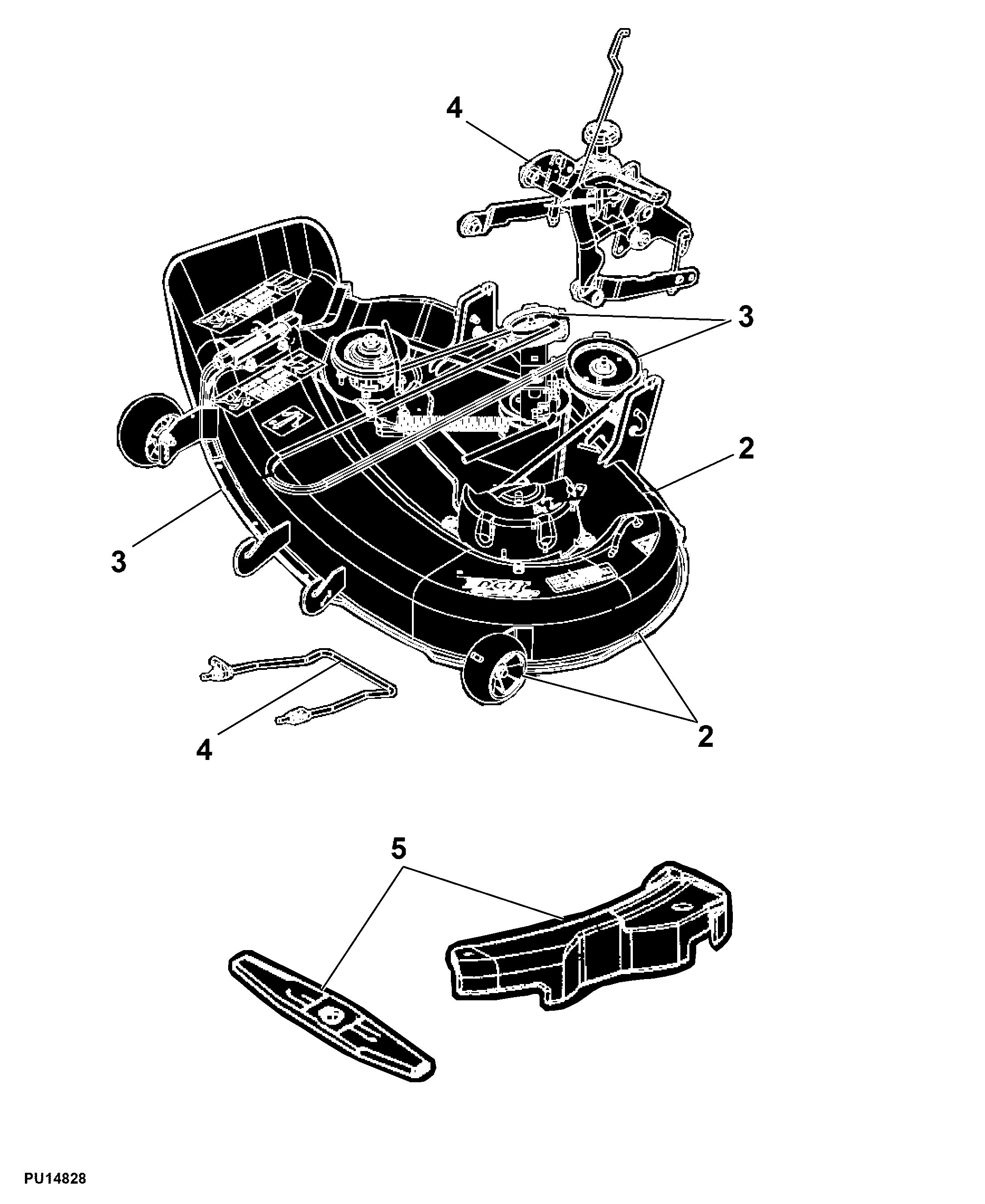 85 Mower Deck and Lift Linkage W/O Belt Tensioner Handle, 42X inch
