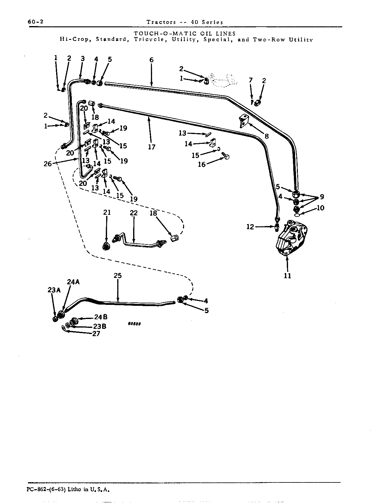 Oil lines, touch-o-matic (H, S, T, U, V, W)