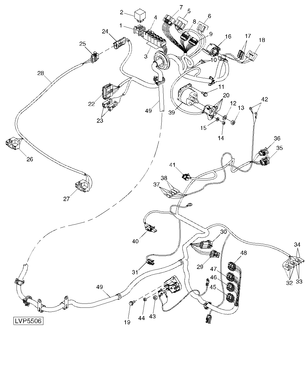 WIRING HARNESS (REAR) (SYNCSHUTTLE™ TRANSMISSION) (STRADDLE MOUNT)