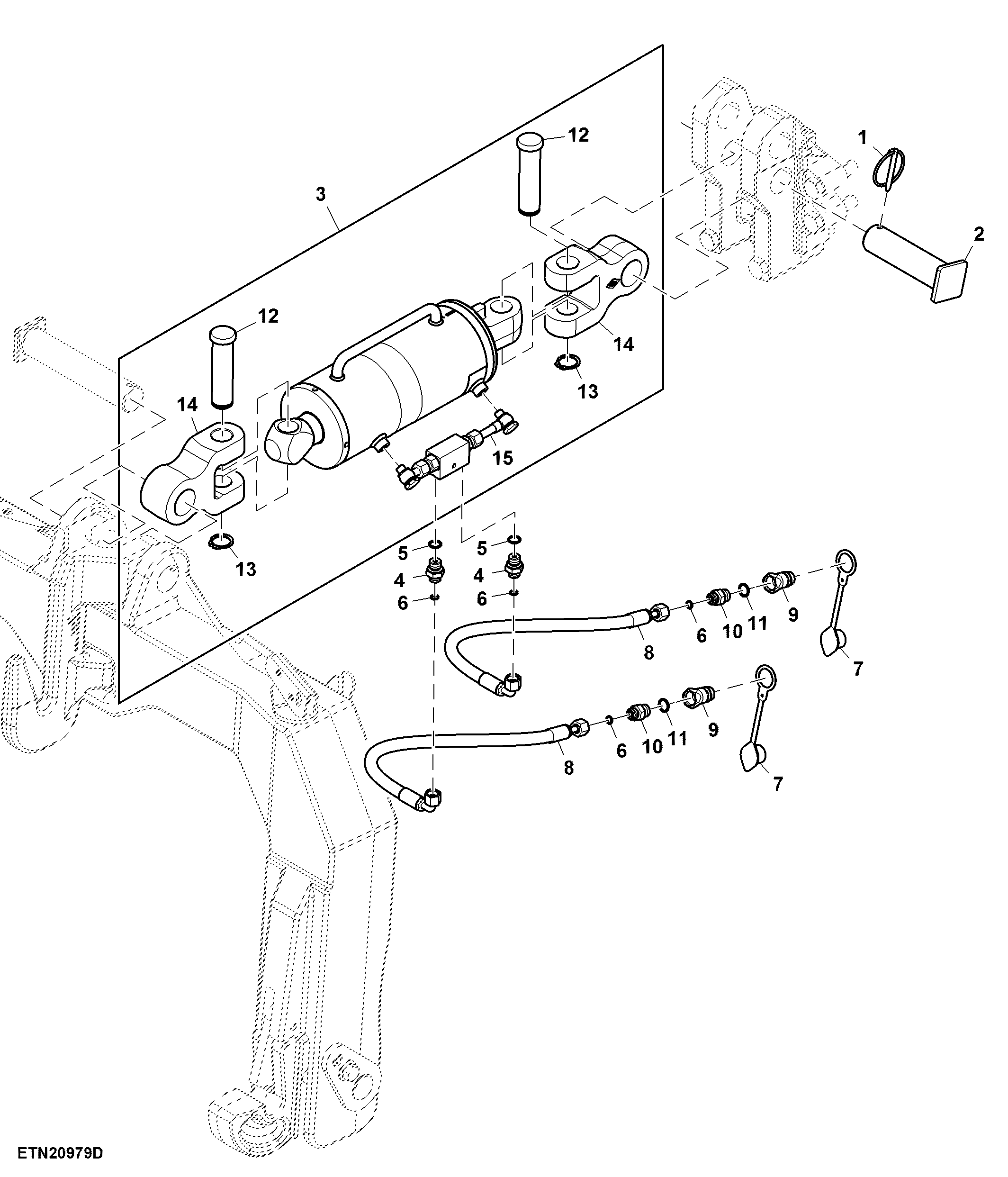 Center Link, Hydraulic, Hitch W/ Quick Coupler, Category 3/4N