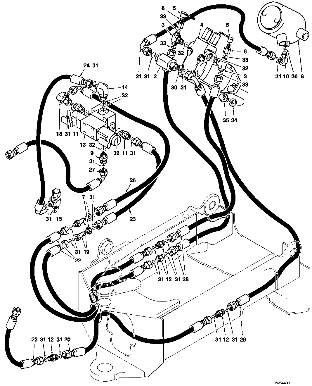 ROTATE MOTOR HYDRAULICS (SF,DF)(MANUAL,PILOT)(SN 600035- )