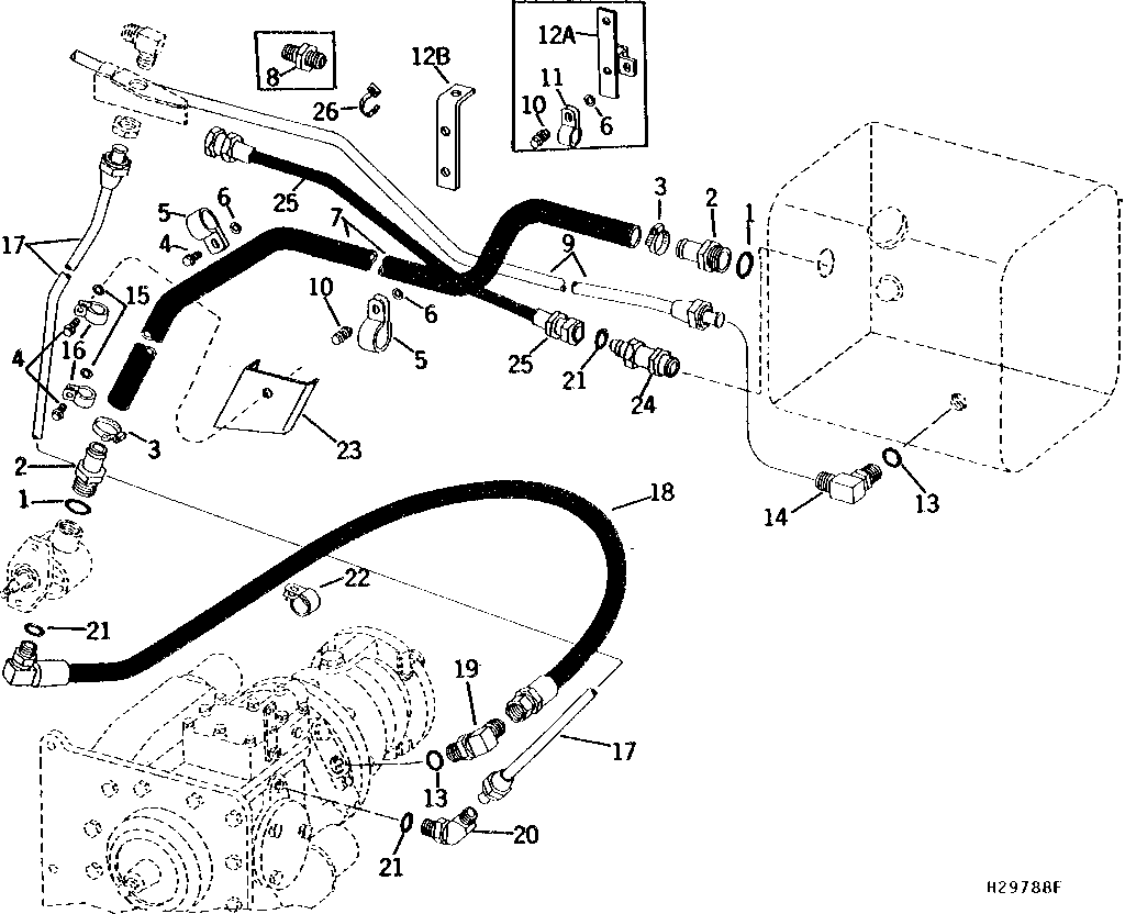 HYDROSTATIC DRIVE LOWER OIL LINES ( - 310500)