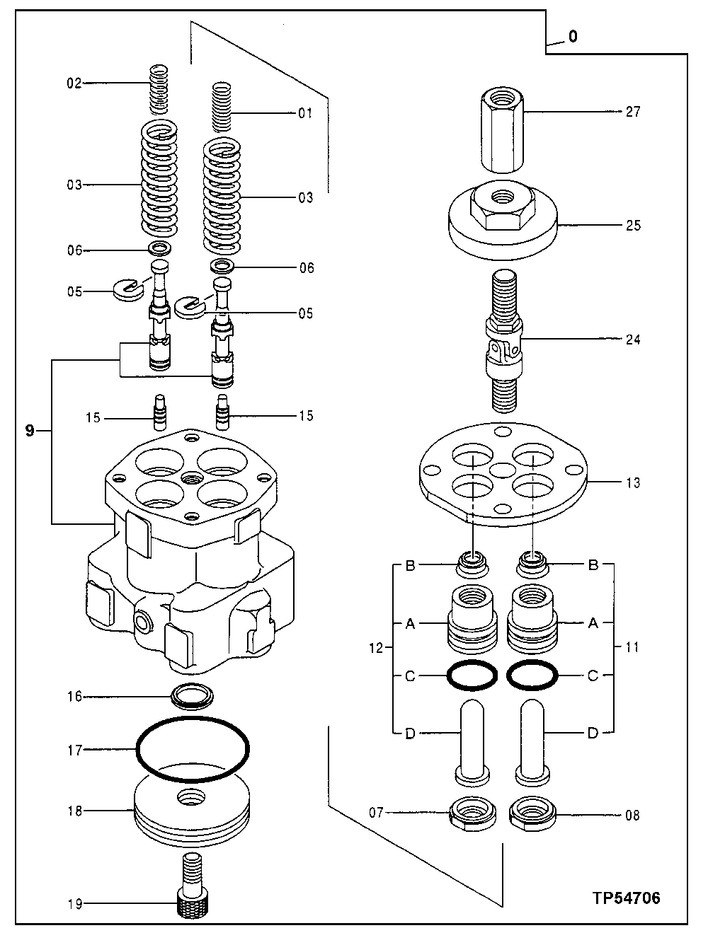 Pilot Control Valve Components (Front, Swing)