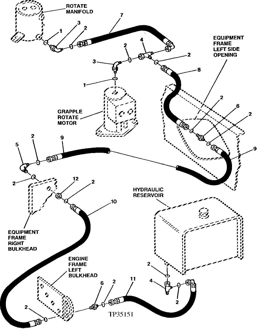 ROTATE CASE DRAIN HYDRAULIC LINES - SINGLE FUNCTION