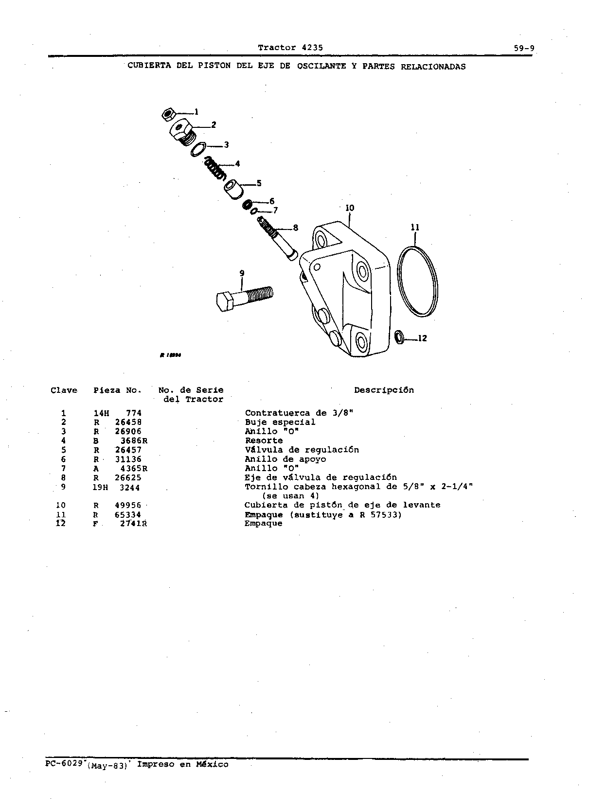 Cubierta del Piston del Eje Oscilante