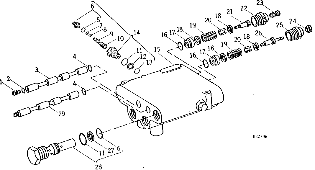 Main Hydraulic Control Valve Spools and Relief Valve, Hydrostatic Drive ( - 615976)