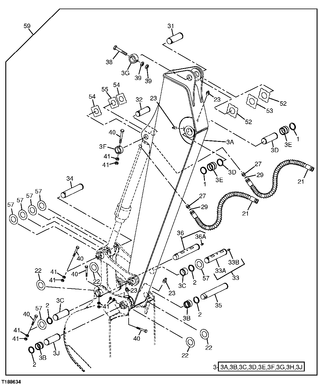 REPLACEMENT ARM AND PINS (STANDARD ARM, 2.52M)