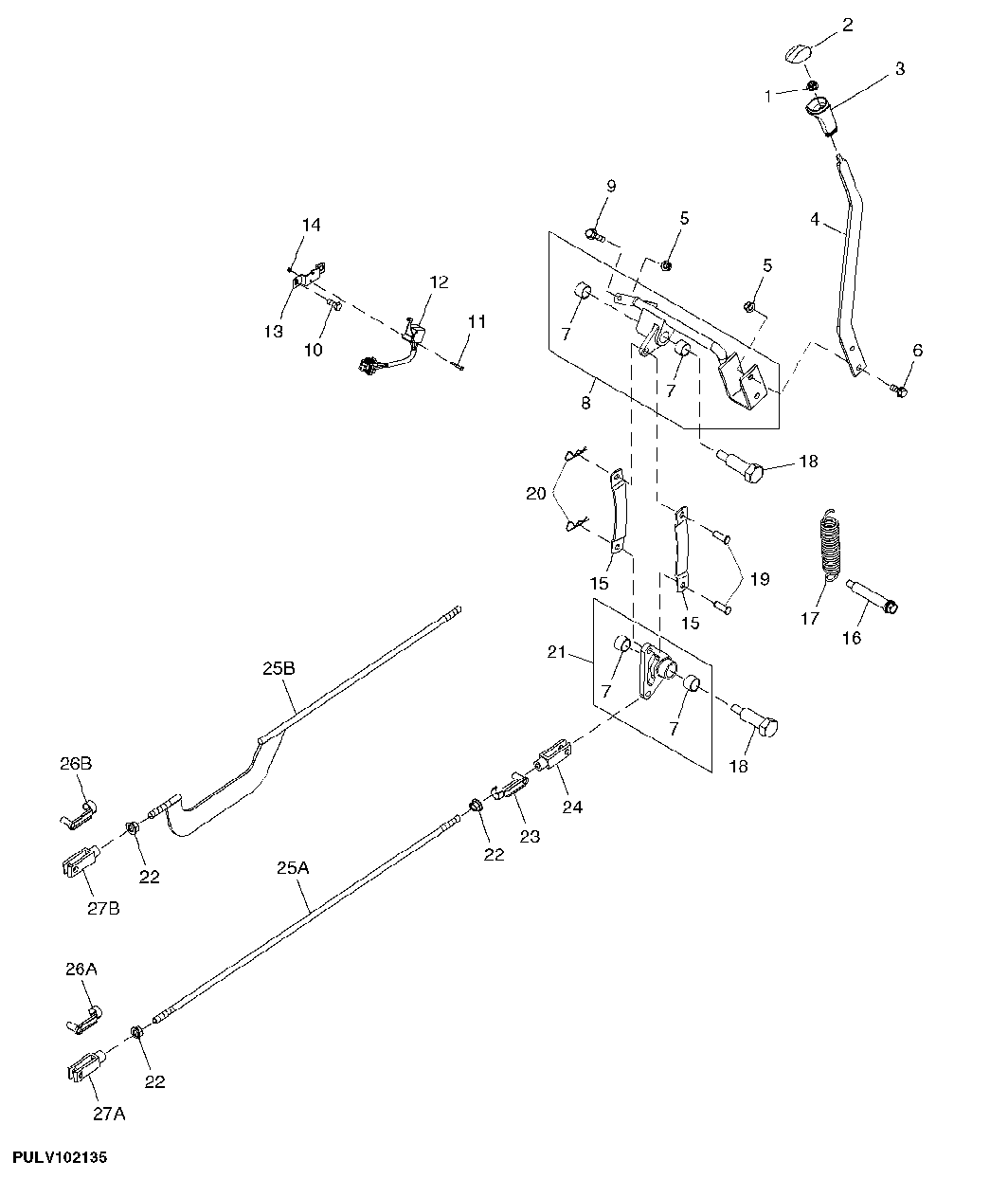 MECHANICAL PTO LEVER AND LINKAGE (STRADDLE MOUNT)