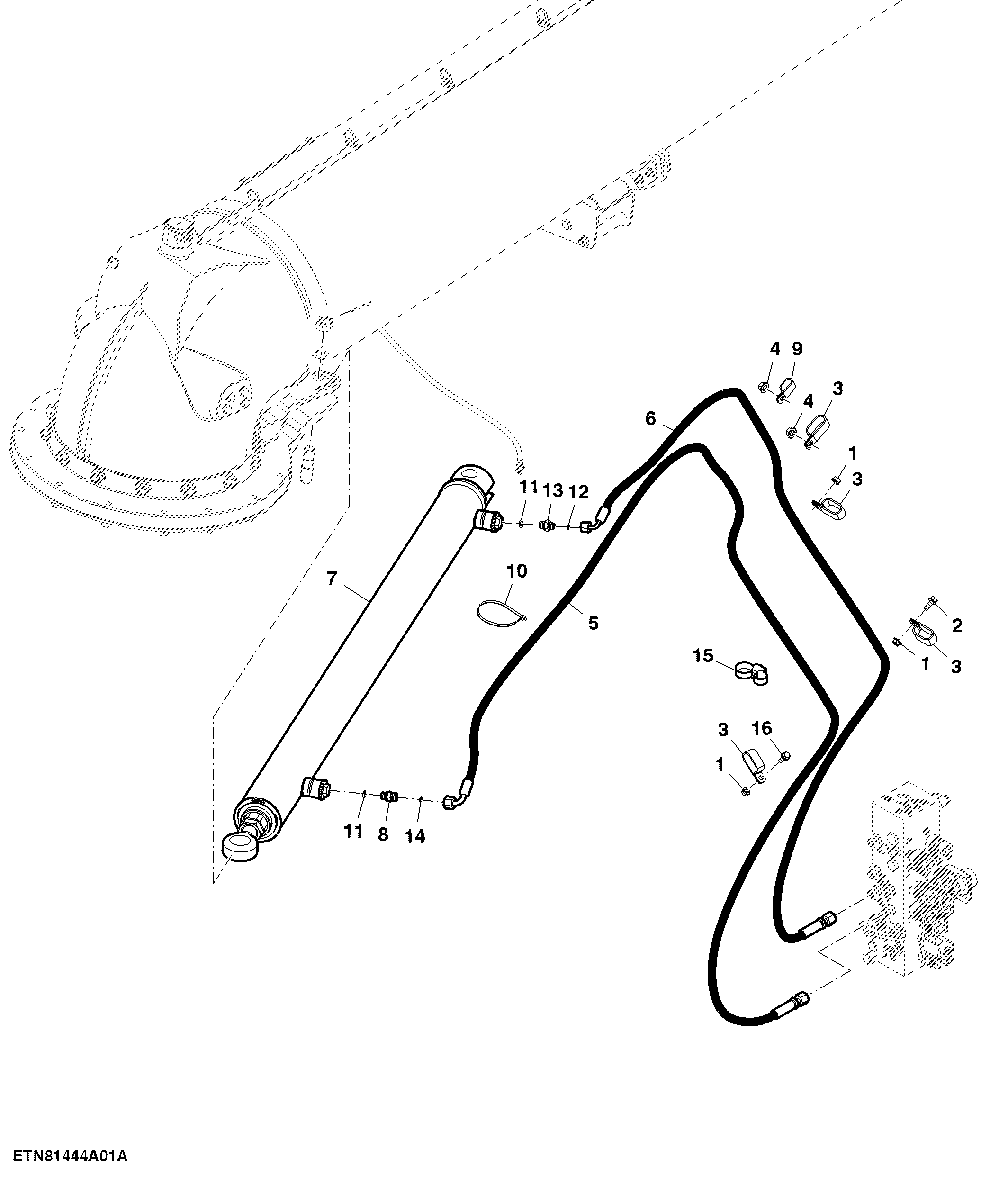 Auger Swing Cylinder Hoses and Fitting, High Unloading Rate