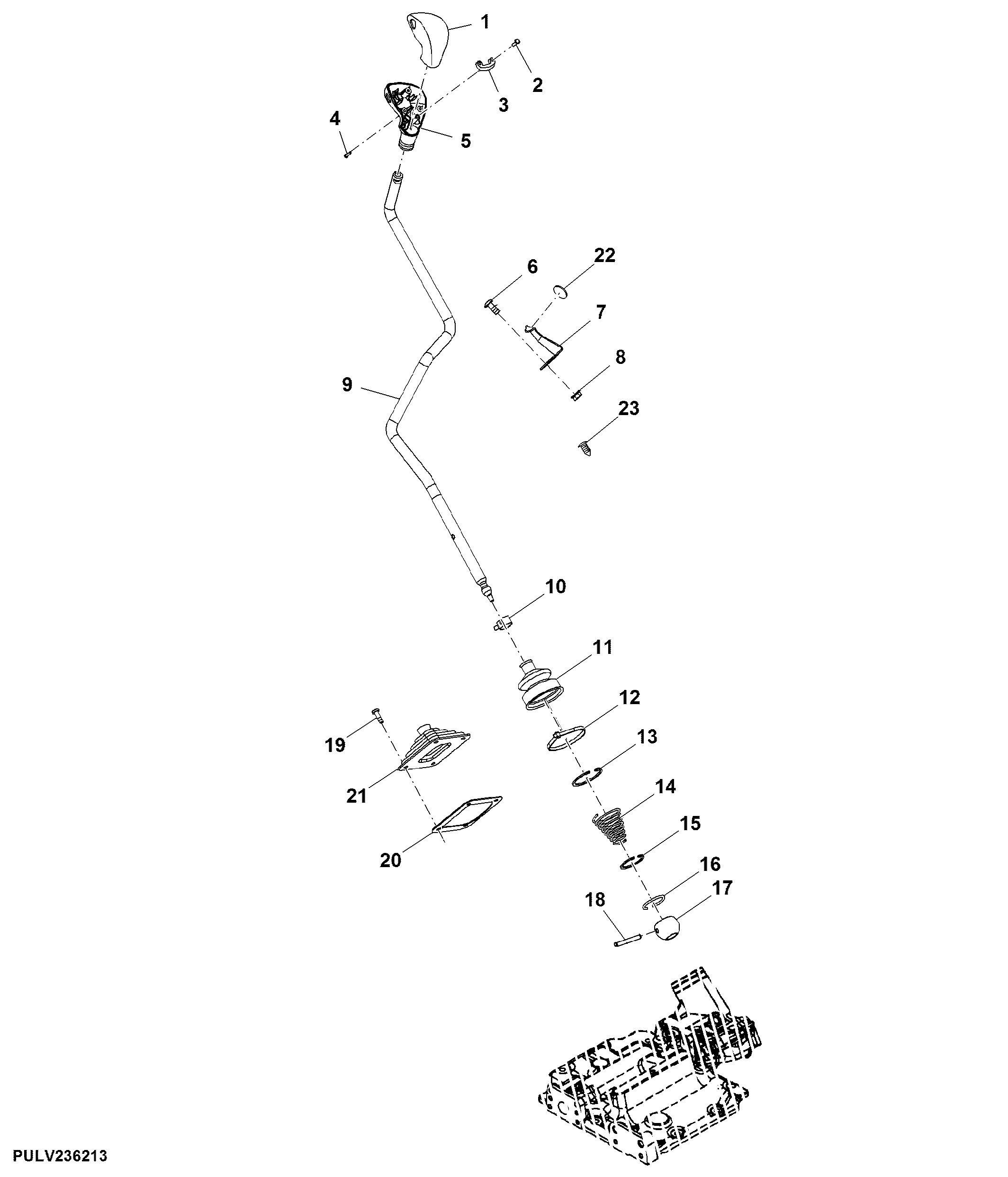 GEAR SHIFT LEVER (WITHOUT ELECTRO-HYDRAULIC HI/LO) (CAB)
