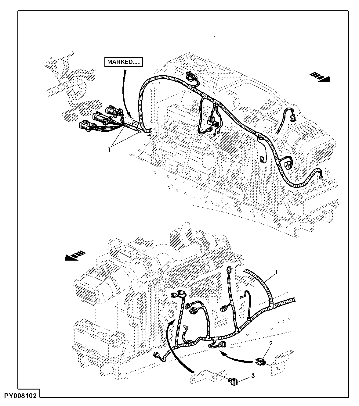 ENGINE WIRING HARNESS, WITH TIER II ENGINE (OPEN OPERATOR'S STATION)