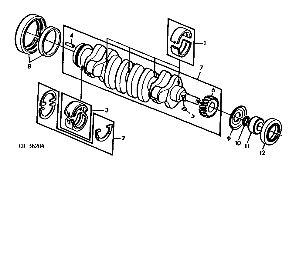 Crankshaft/Bearings For Tractor W/ Front PTO