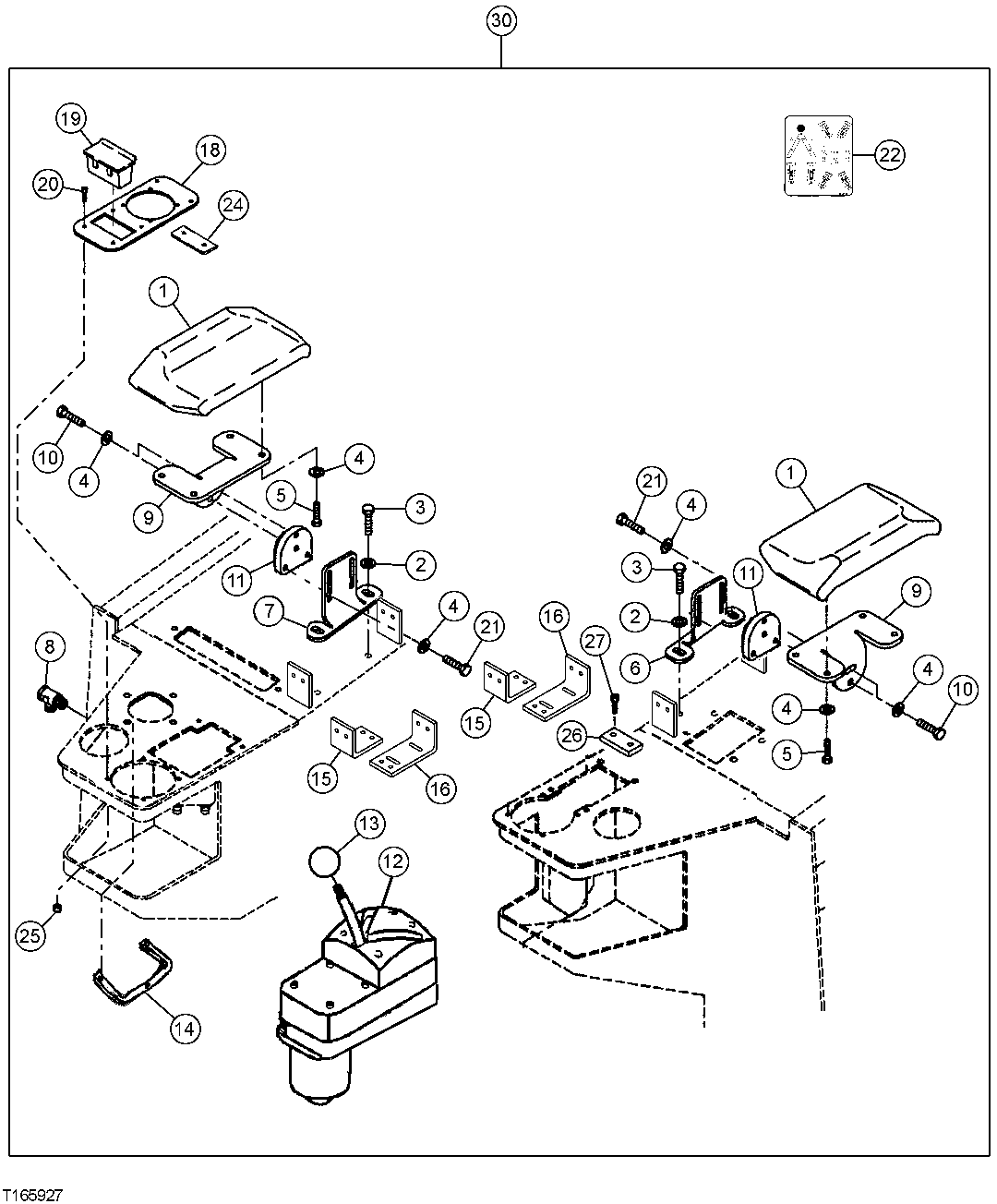 ARMREST AND BRACKETS, V-PATTERN CONTROLLER (S.N. -006199)