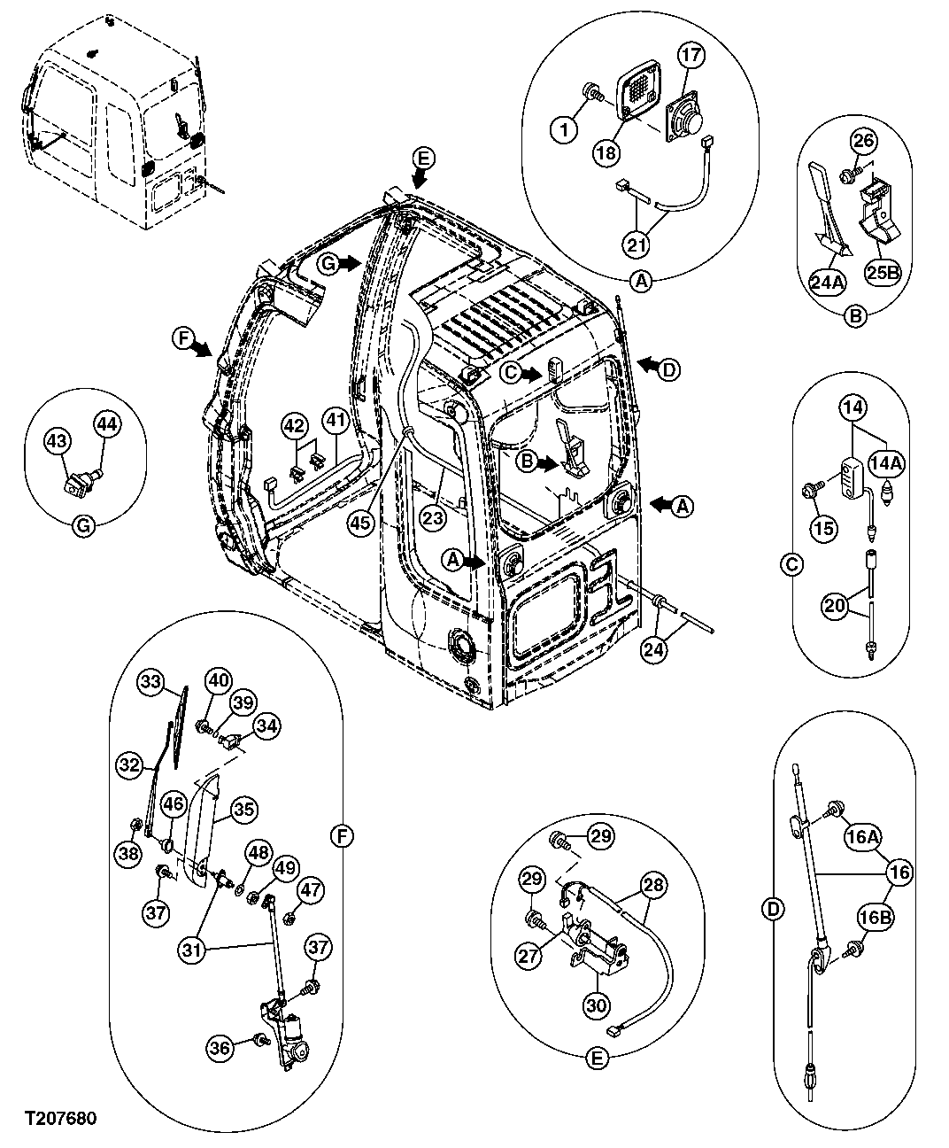 WINDSHIELD WIPER, RADIO SPEAKERS, AND ANTENNA